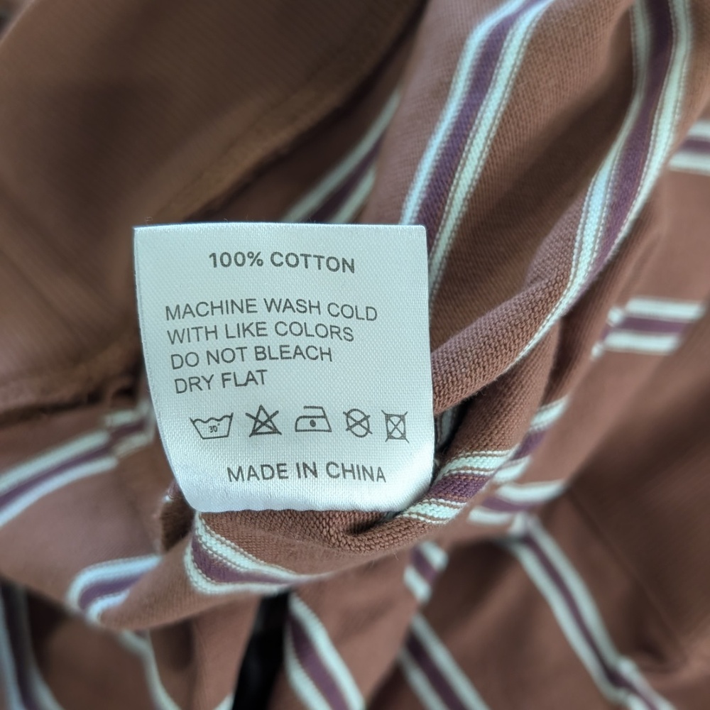PARKE Striped Mockneck Pullover Women L/XL Mocha Brown Tonal Stripe Cotton NWT - Picture 12 of 13